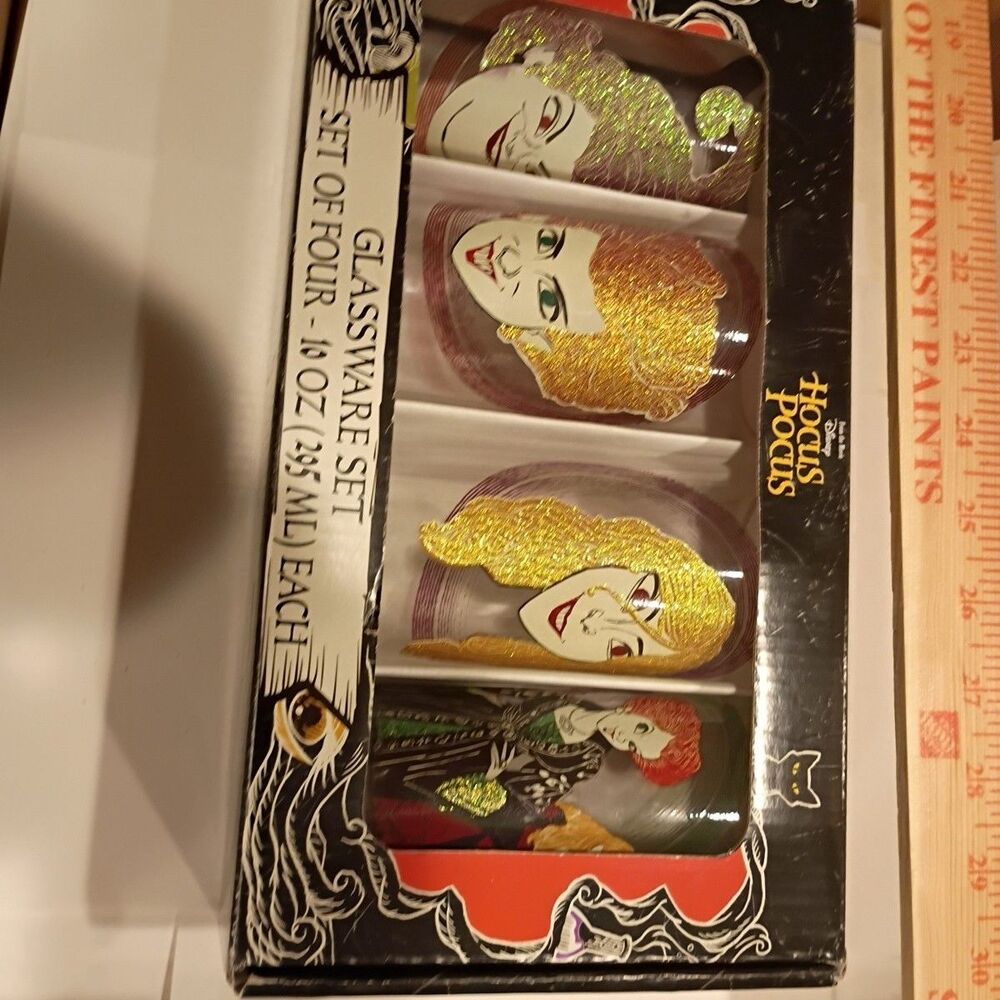 Disney Hocus Pocus Sanderson Sisters Set Of 4 Glassware 10oz  NIB